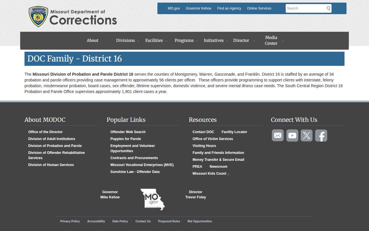 Warren County parole and probation District 16 office